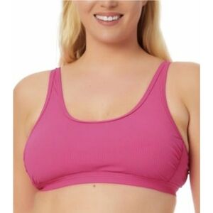 California Waves Plus Ribbed Bralette Bikini Top Fuschia Pink 2(20/22)